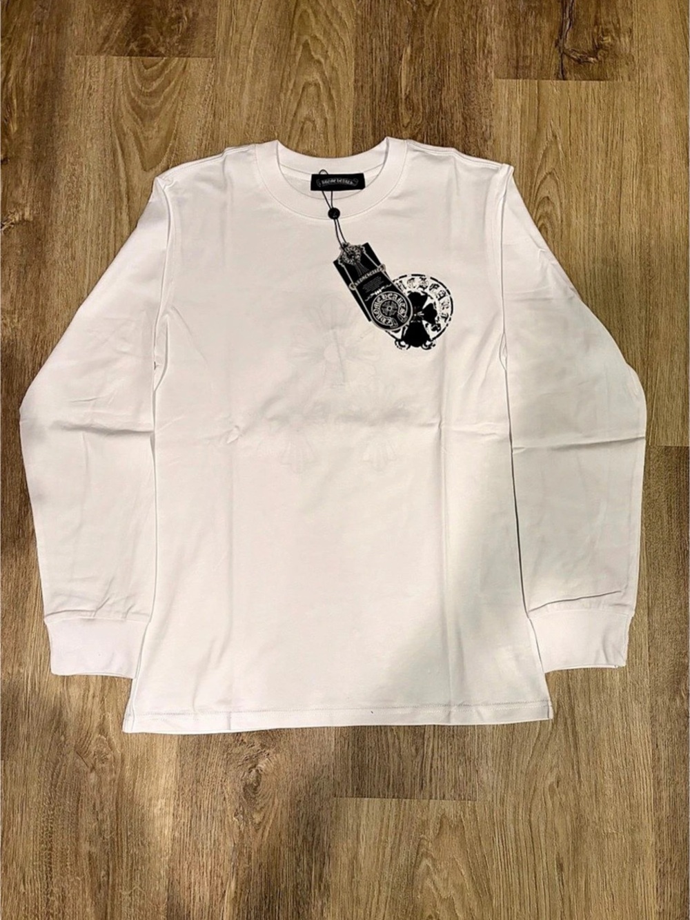 CHROME HEARTS Multi Color Cross Long-Sleeve White Tee Size Medium